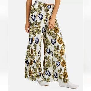 Dahui Hawaii Tropical Monstera Linen Blend Pull On Trousers Pant Small